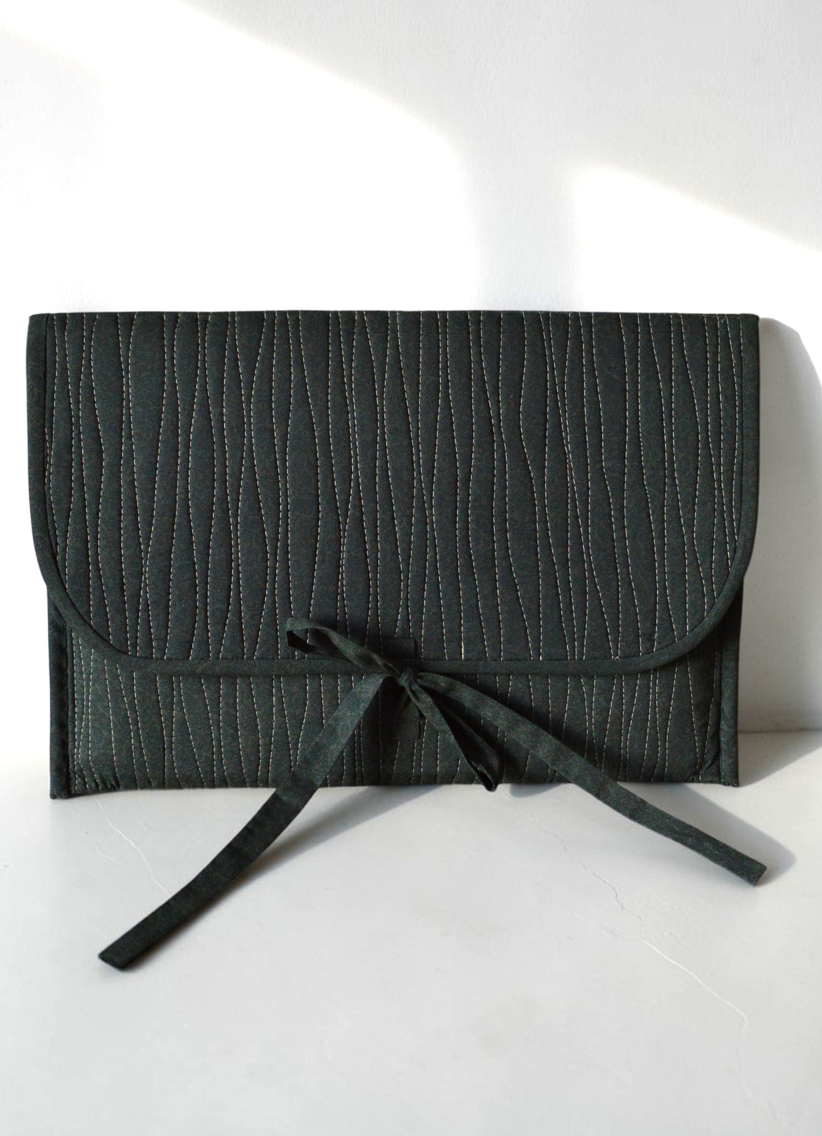 Minimalist Quilted Laptop Sleeve 13 14 inch | Dark Green Khaki Case