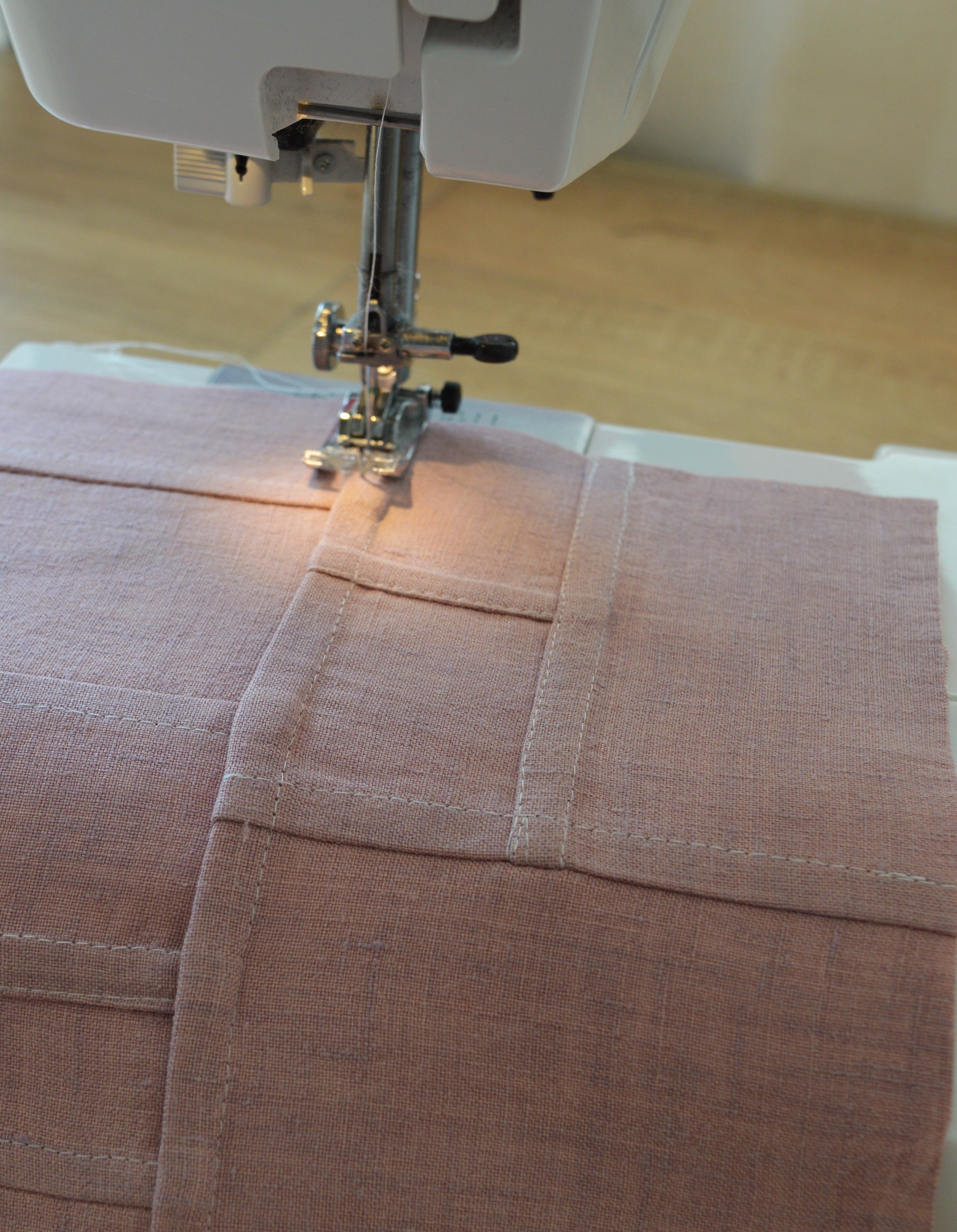 Pojagi-Style Linen Window Panel — Dusty pink Patchwork Cafe Curtain (26.7" х 26.7")