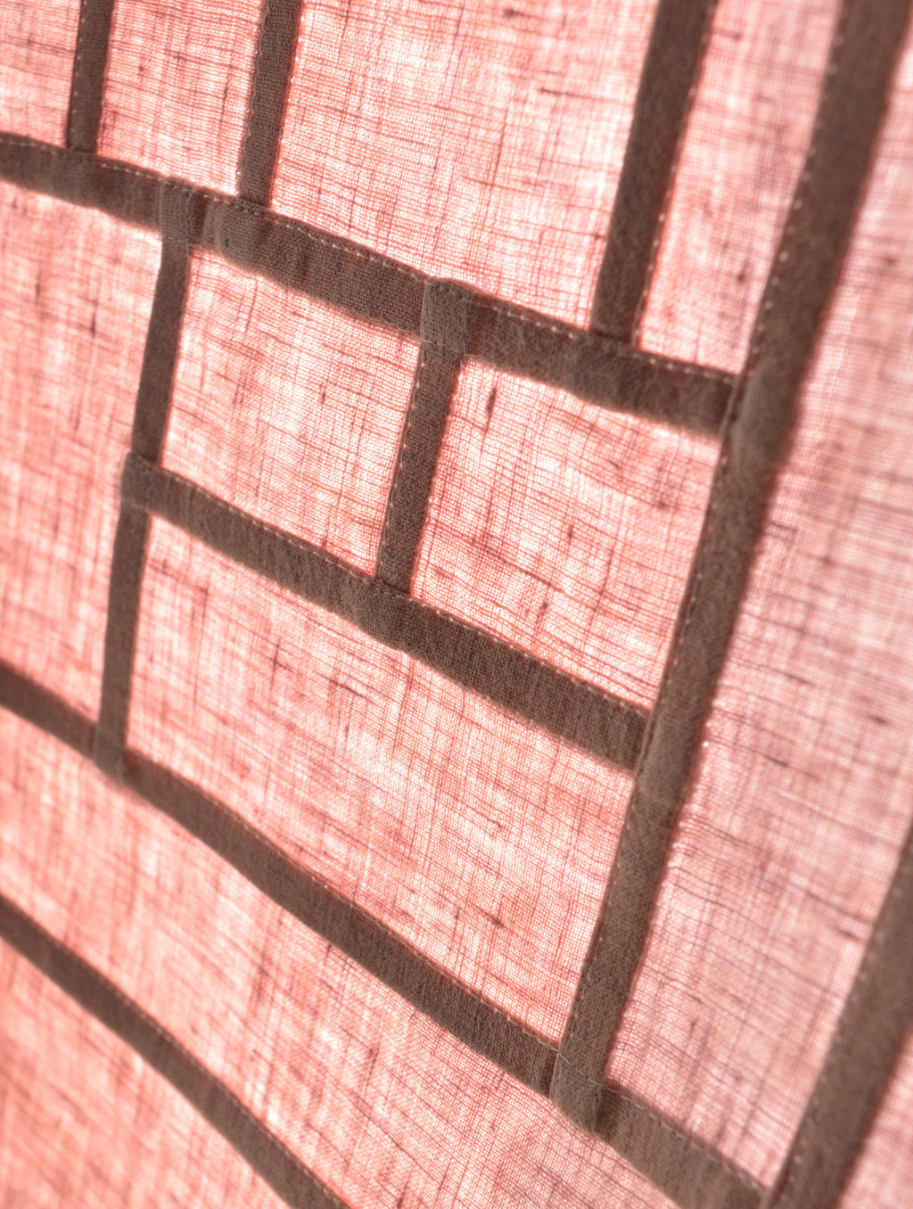 Pojagi-Style Linen Window Panel — Dusty pink Patchwork Cafe Curtain (26.7" х 26.7")