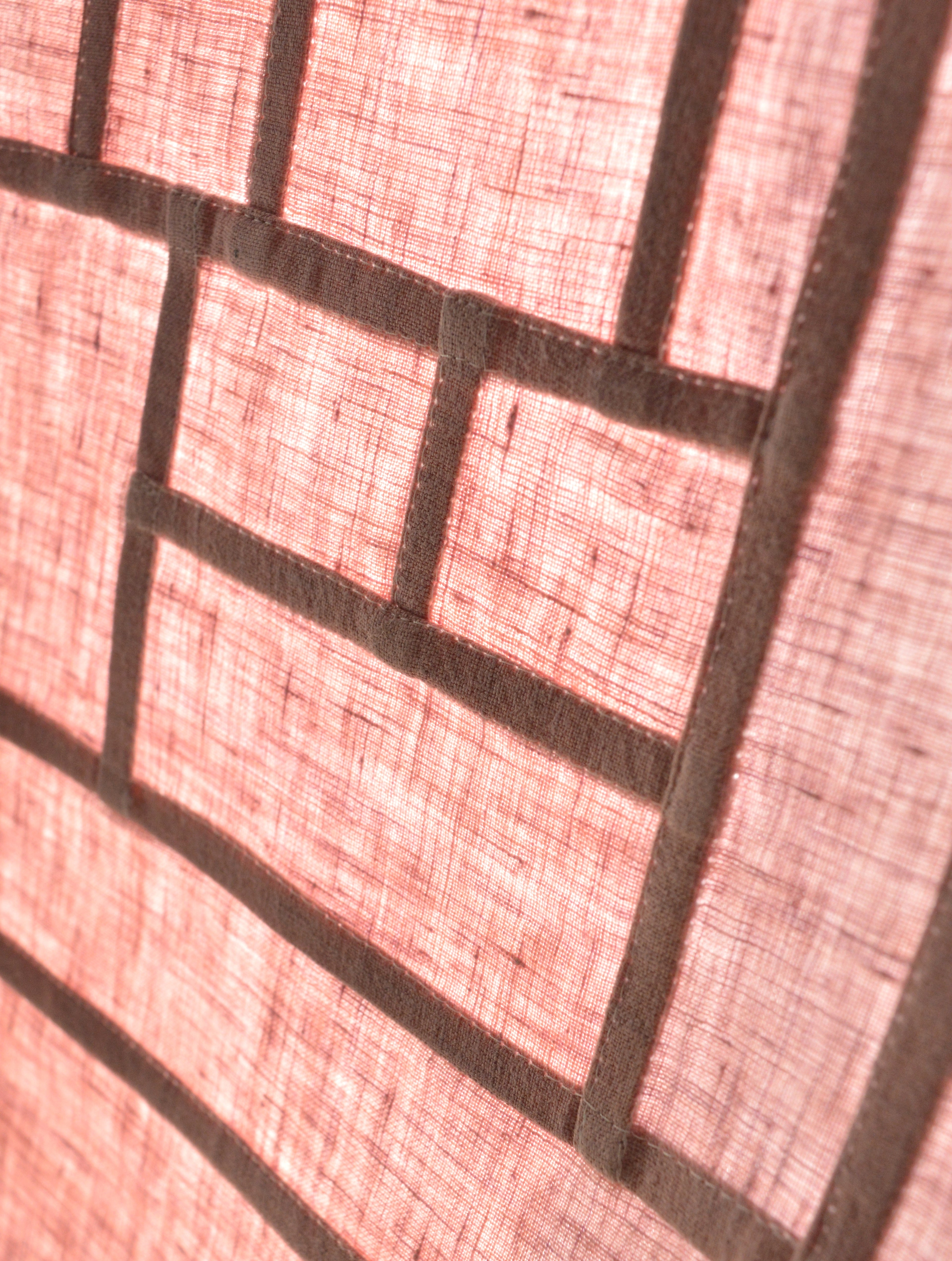 Pojagi-Style Linen Window Panel — Dusty pink Patchwork Cafe Curtain (26.7" х 26.7")