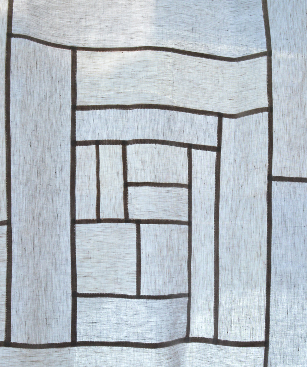 Pojagi-Style Linen Window Panel — Oatmeal & Soft Beige Patchwork Cafe Curtain (24.4" х 28.3")