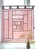 Pojagi-Style Linen Window Panel — Dusty pink Patchwork Cafe Curtain (26.7" х 26.7")