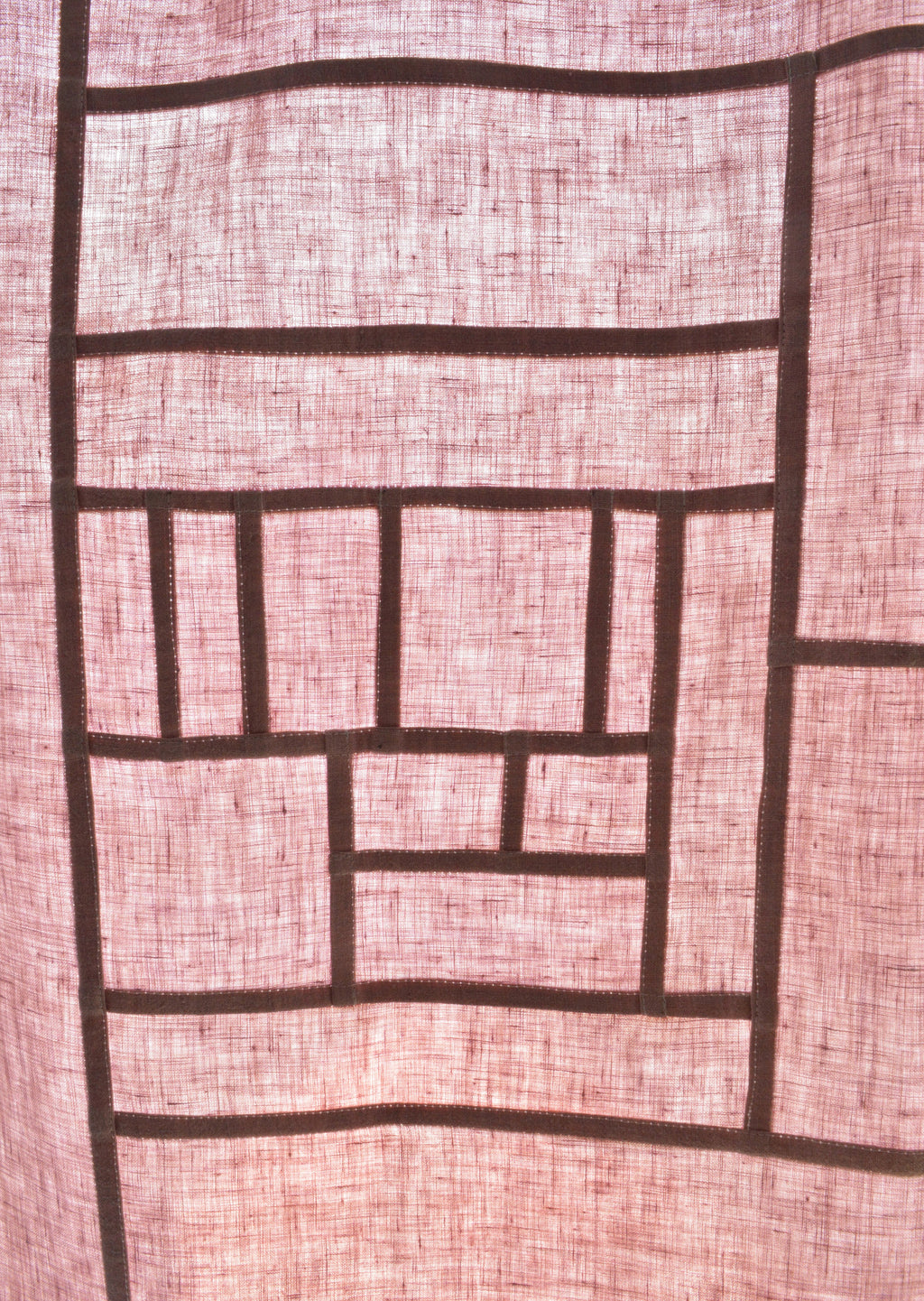 Pojagi-Style Linen Window Panel — Dusty pink Patchwork Cafe Curtain (26.7" х 26.7")