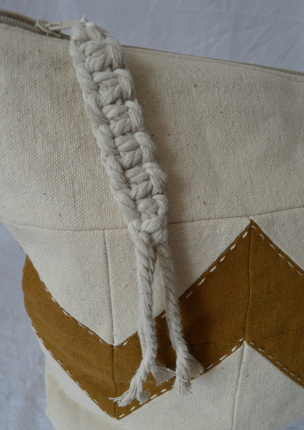 Large Quilted Toiletry Bag | Linen Travel Cosmetic Bag in Oat & Ochre