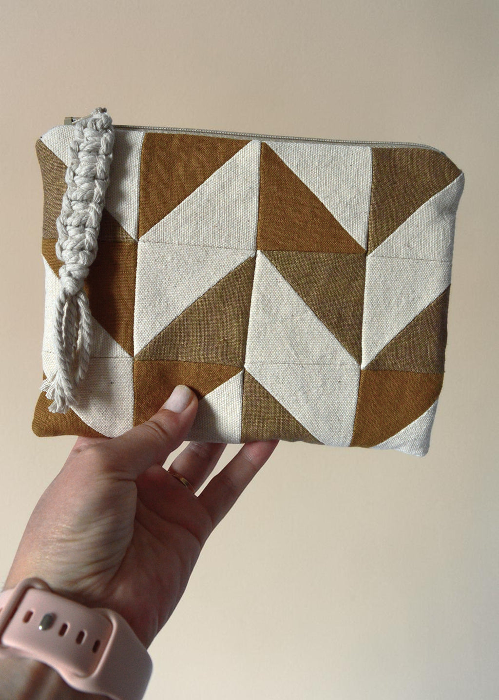 Quilted Travel Pouch Set | Linen Cosmetic Bag Set