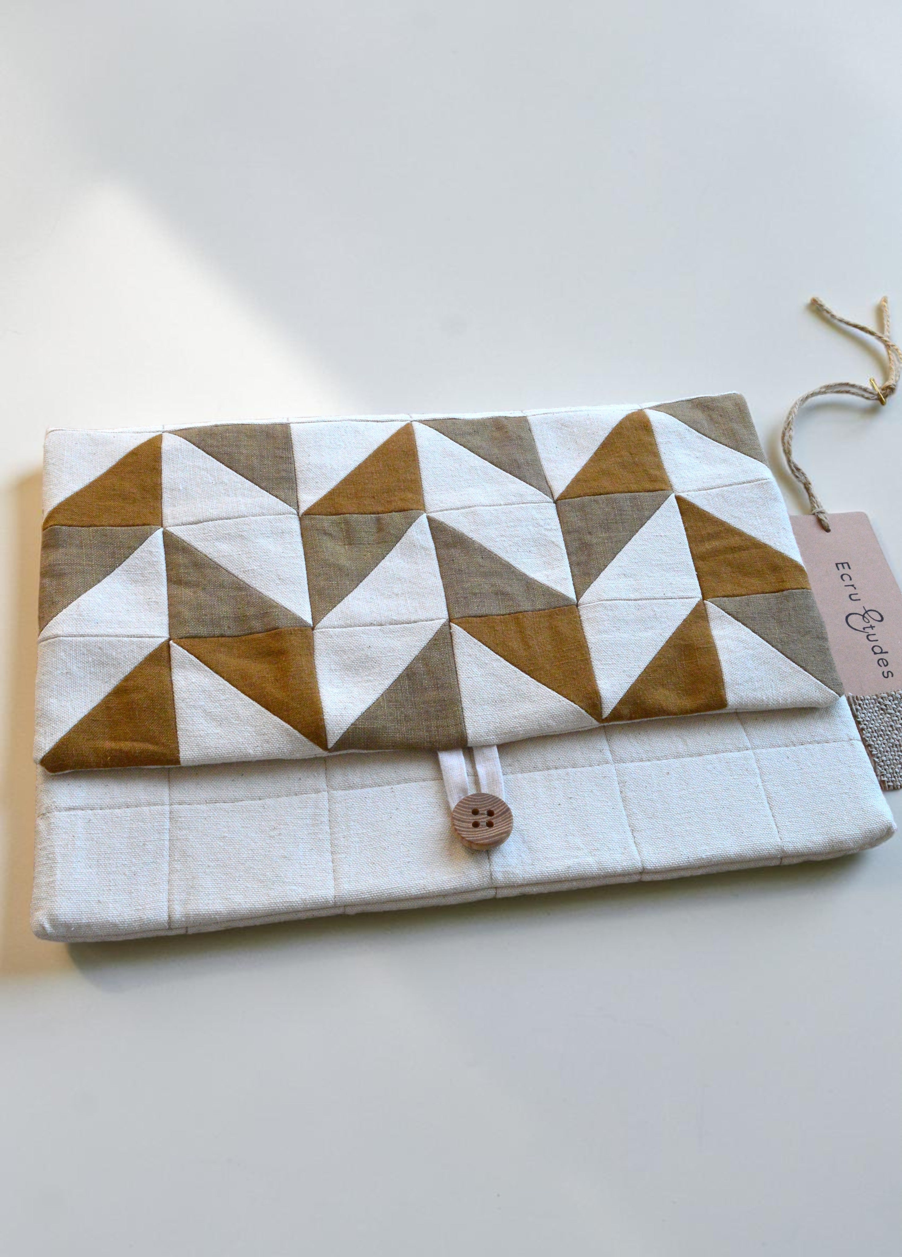 Earthy tones Quilted Laptop Sleeve | Handmade Linen Patchwork Laptop Case