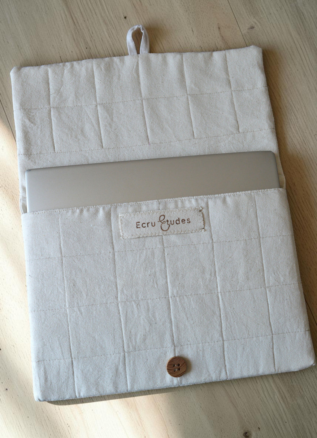 Earthy tones Quilted Laptop Sleeve | Handmade Linen Patchwork Laptop Case