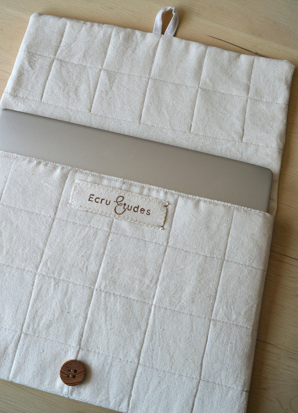 Earthy tones Quilted Laptop Sleeve | Handmade Linen Patchwork Laptop Case