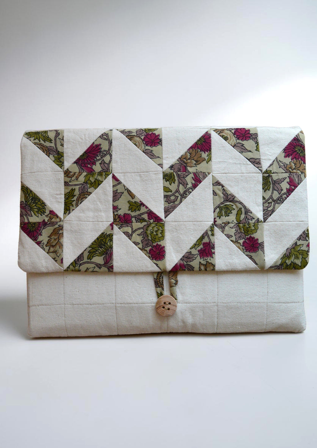 Quilted Laptop Sleeve | Handmade Patchwork Case in Floral Minimalism