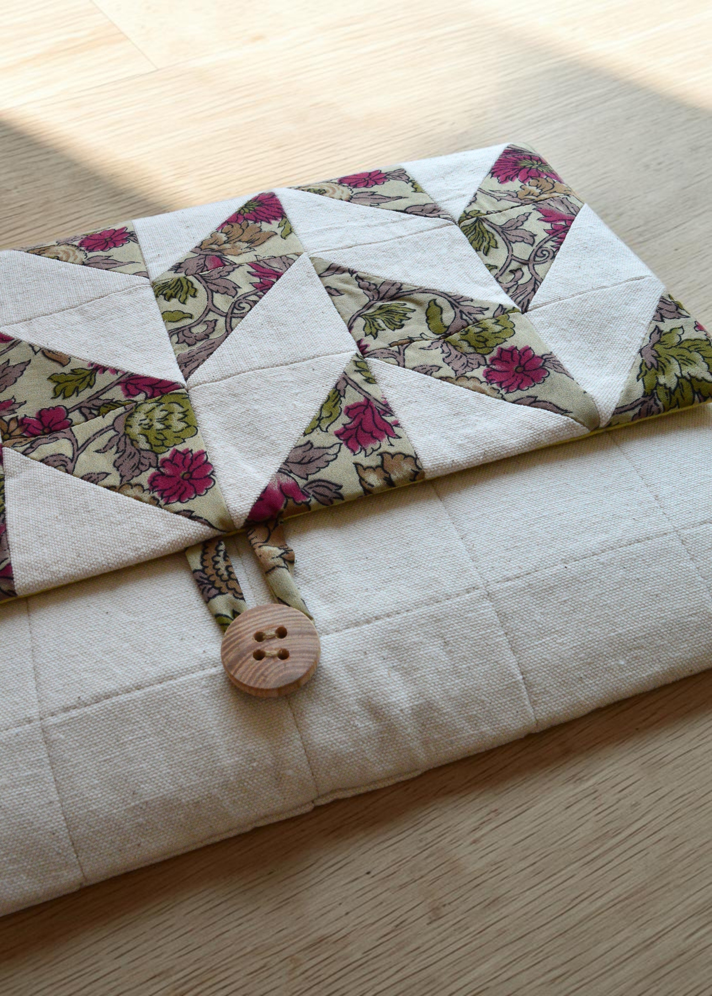 Quilted Laptop Sleeve | Handmade Patchwork Case in Floral Minimalism
