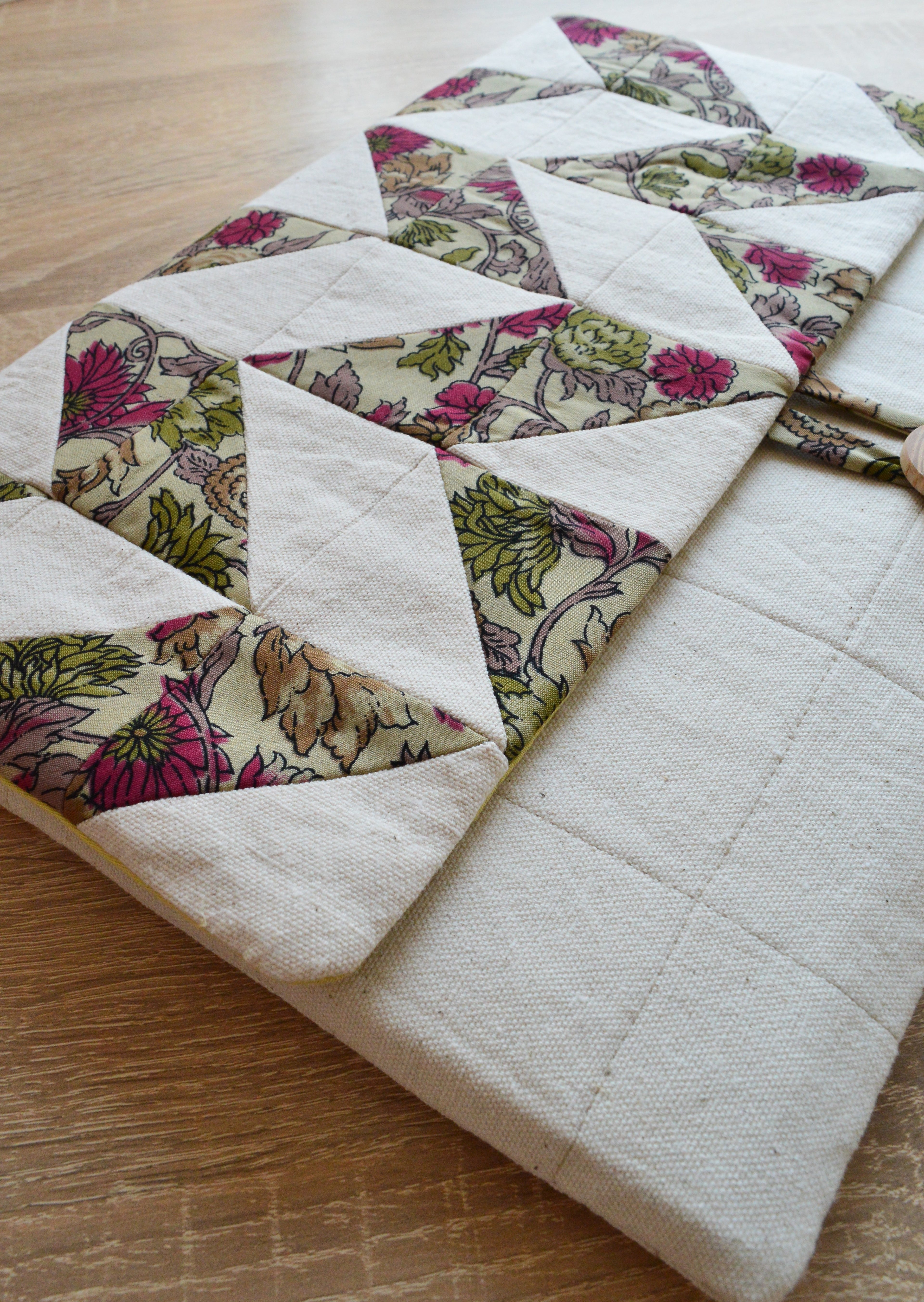 Quilted Laptop Sleeve | Handmade Patchwork Case in Floral Minimalism