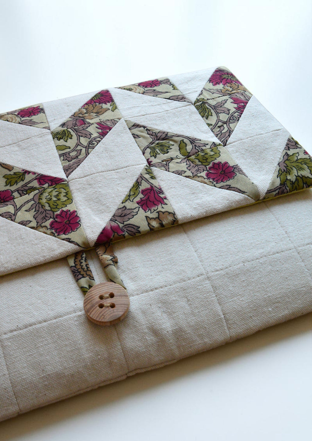 Quilted Laptop Sleeve | Handmade Patchwork Case in Floral Minimalism