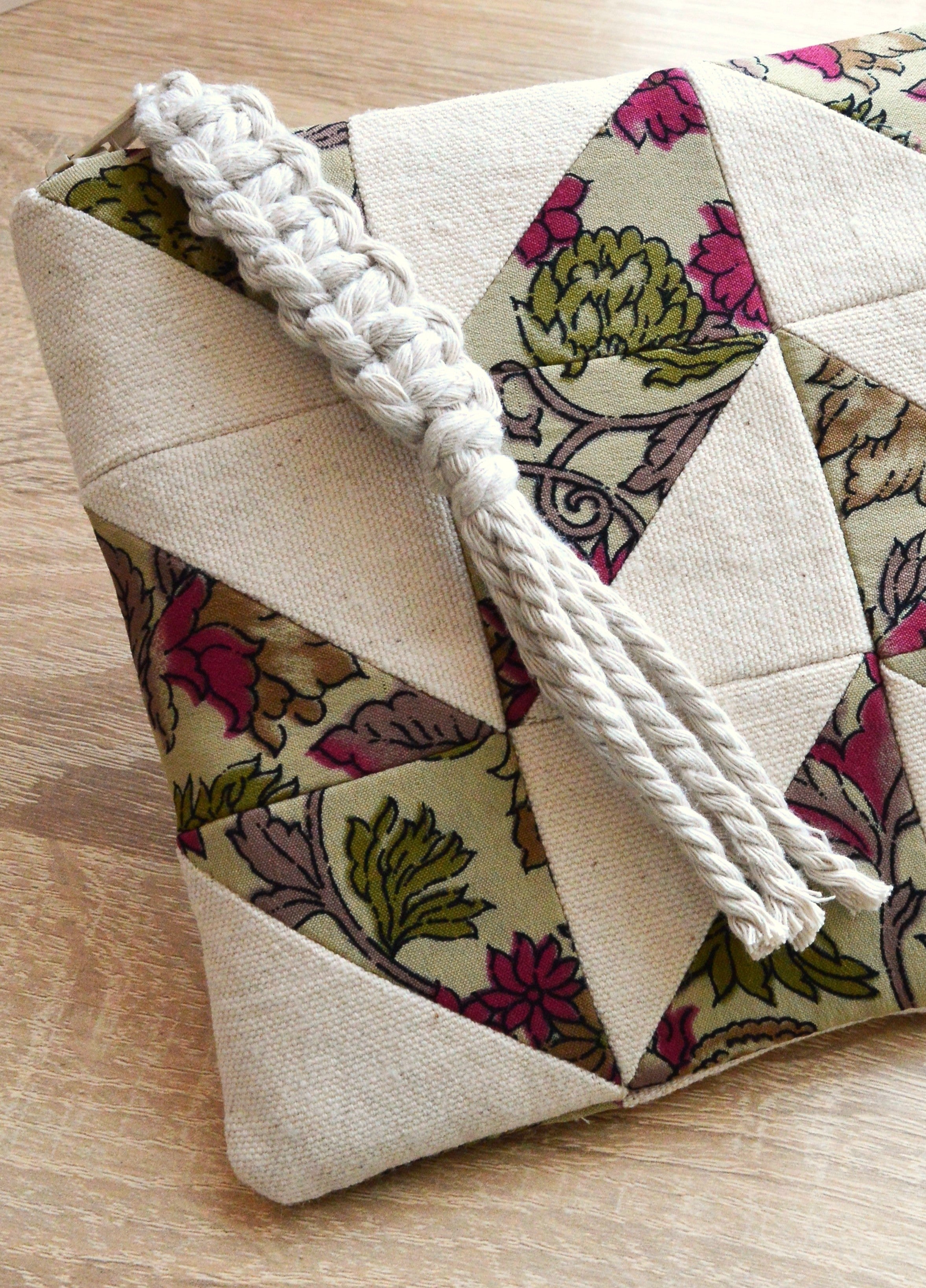 Floral Patchwork Quilted Cosmetic Pouch