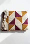 Burgundy & Ochre Quilted Cosmetic Pouch