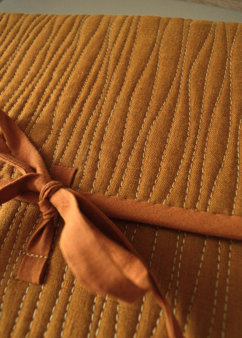 Minimalist Quilted iPad Sleeve 11 inch | Ochre Brown Linen Tablet Case