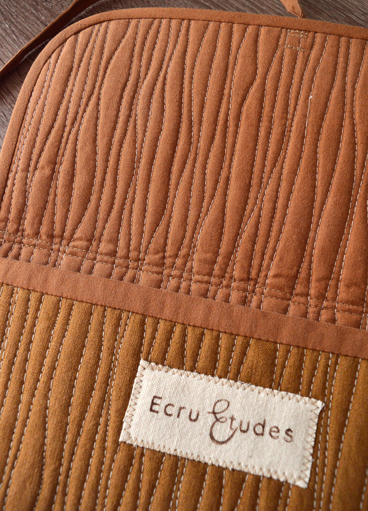 Minimalist Quilted iPad Sleeve 11 inch | Ochre Brown Linen Tablet Case