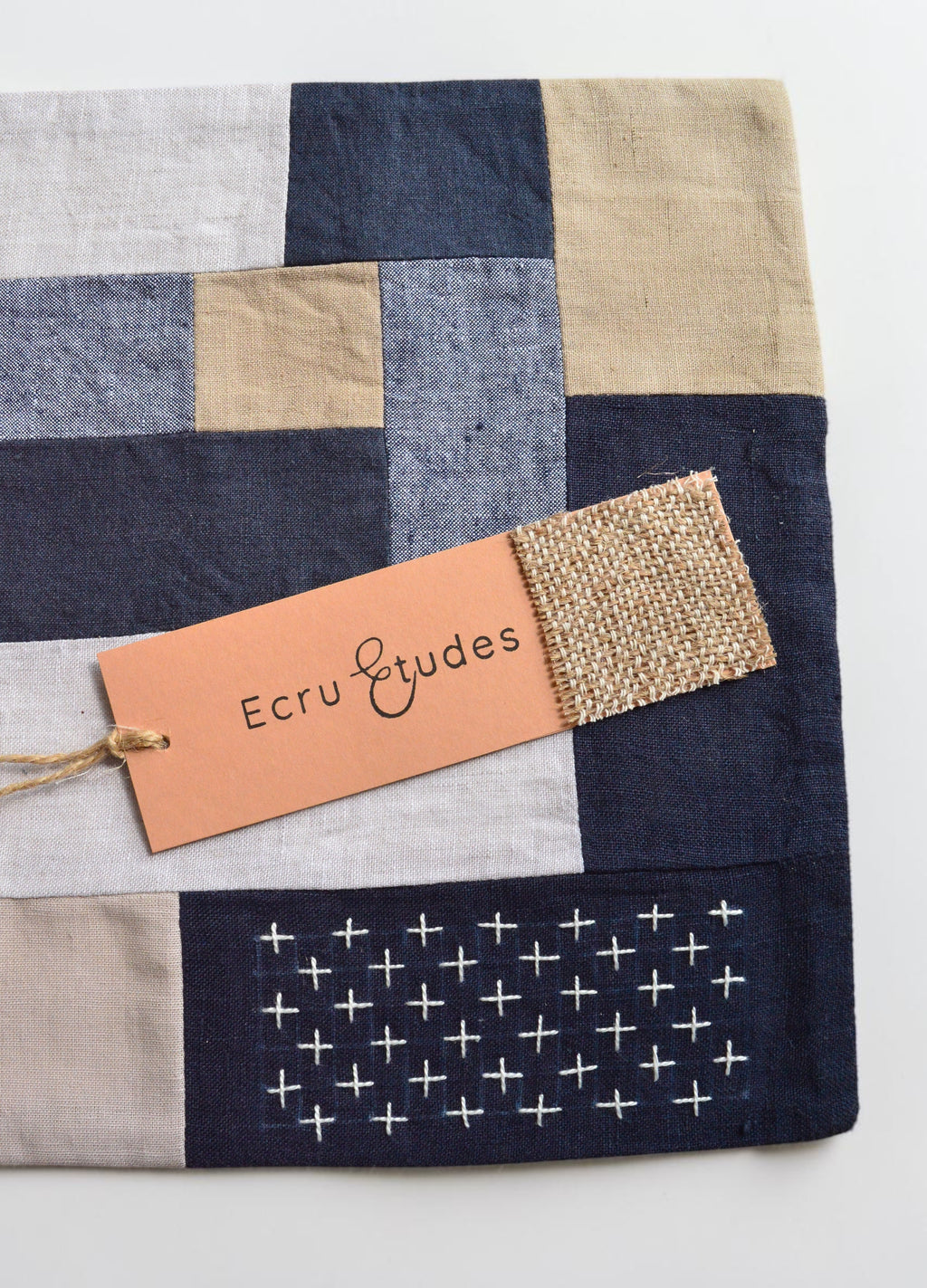 Sashiko Linen Table Set – 4 Coasters & Table Mat
