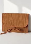 Minimalist Quilted iPad Sleeve 11 inch | Ochre Brown Linen Tablet Case