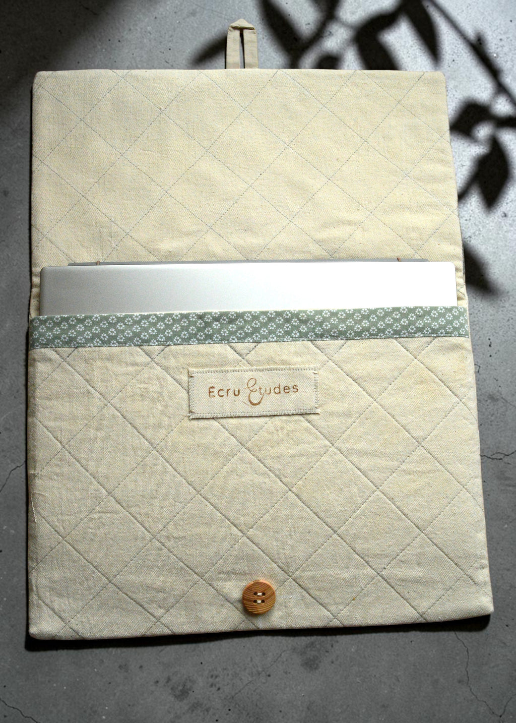 Sage Green Geometric Patchwork Laptop Sleeve 13 14 inch