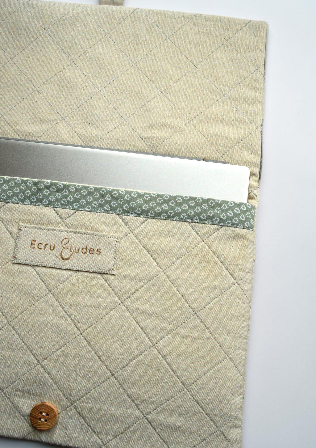 Sage Green Geometric Patchwork Laptop Sleeve 13 14 inch