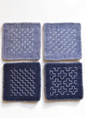 Sashiko Linen Coasters – Set of 4